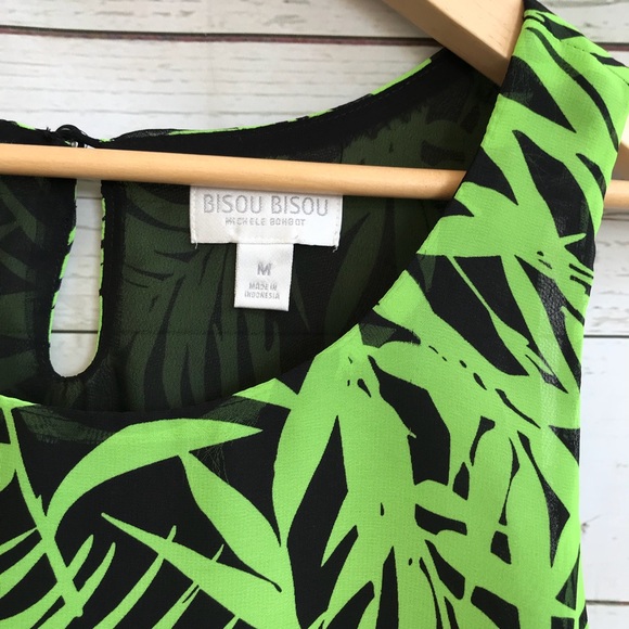 Bisou Bisou blouse tank green/black size medium - Picture 6 of 11